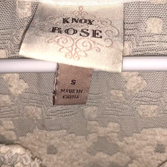 Knox Rose Lace & Cotton Boho Peasant Blouse V-Neck Sheer Accents Short Sleeve Wo - Picture 4 of 8